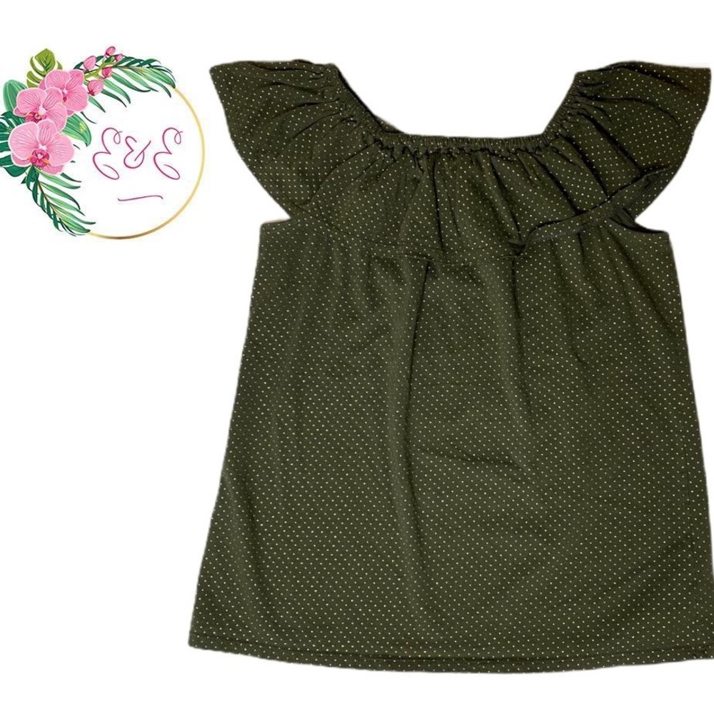 MICHAEL KORS Green w Golden Dots Top XS